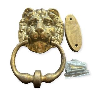 Vintage golden bronze lion door knocker